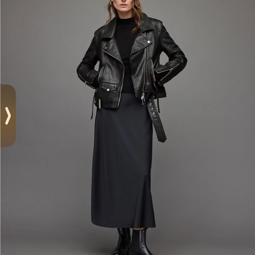 All saints Luna leather biker jacket - Picture 6 of 8